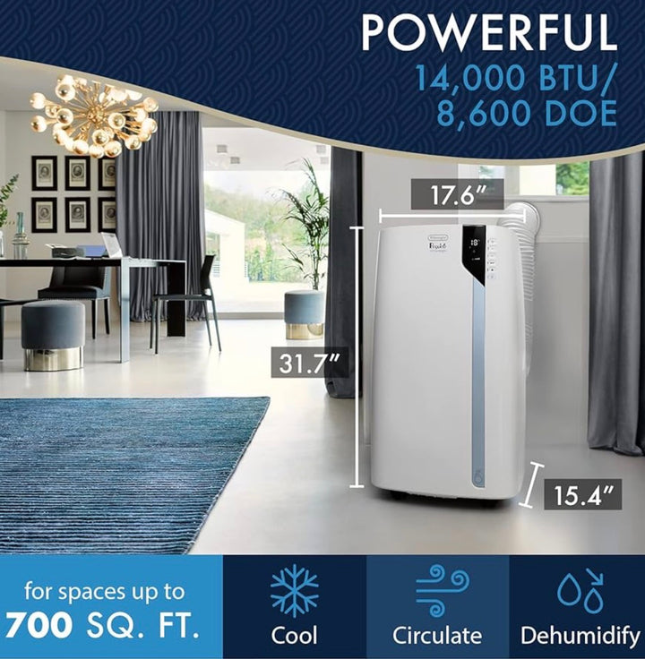 DeLonghi Portable Air Conditioner 14,000 BTU White - PACEX390UVCARE-6A-WH