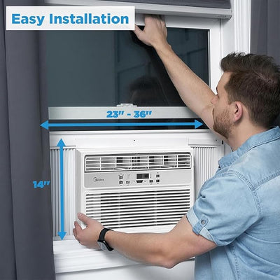 Midea 12,000 BTU EasyCool Window Air Conditioner, Dehumidifier and Fan - Cool, Circulate and Dehumidify up to 550 Sq. Ft., Reusable Filter, Remote Control.  MAW12R1BWT