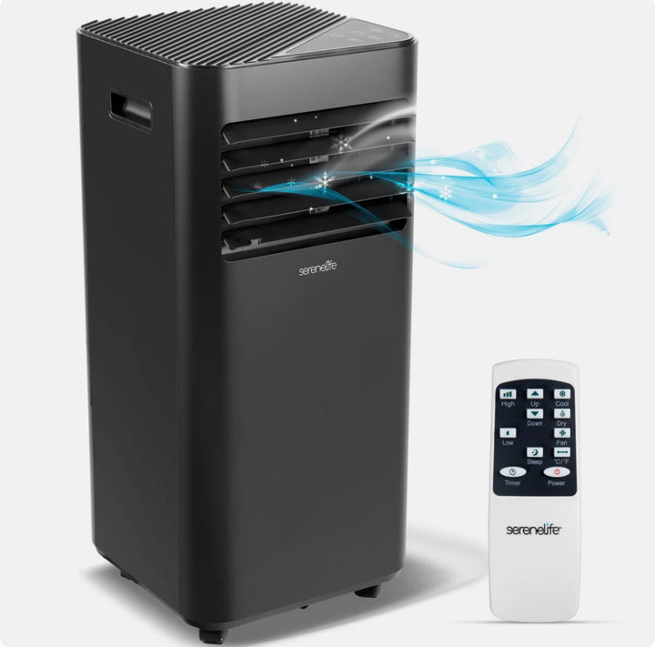 Serenelife 3-in-1 Portable Air Conditioner - 10000 BTU (320 sq ft Coverage) - 55dB, Window Kit, Remote SLPAC19B