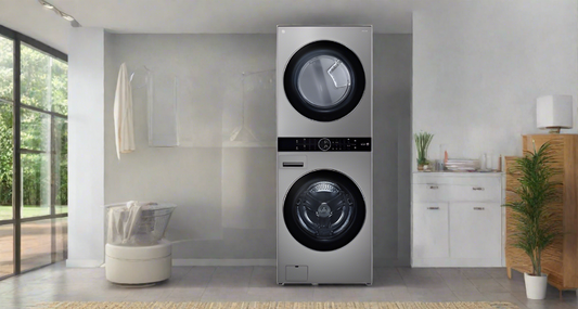 LG Graphite Steel Single Unit Front Load Wash Tower™ with 5.2 cu. ft. Steam Washer and 7.4 cu. ft. Electric Steam Dryer WKEX200vGA