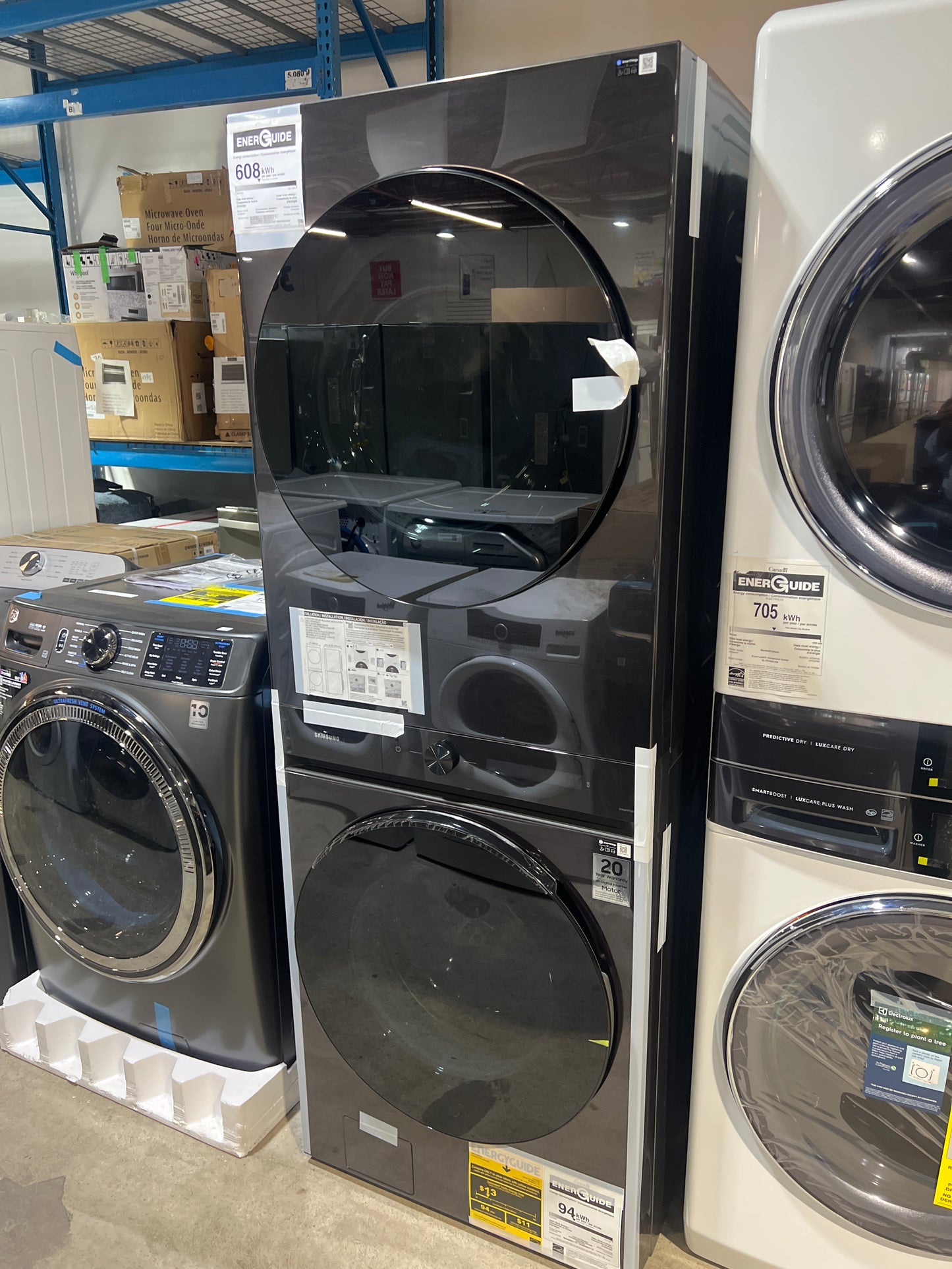 Samsung WH46DBH100EV Laundry Center All-in-One Washer Dryer Combo , ENERGY STAR Certified, 12.9 cu. ft. Capacity, 5.3 cu. ft. Washer Capacity, Steam Clean, 7.6 cu. ft. Dryer Capacity, 1,200 RPM Washer Spin Speed, 23 Wash Cycles, , Electric, White color