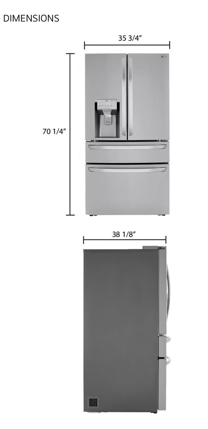 LG 36" 30 cu ft. Stainless Steel Print-Proof, Smart French Door Refrigerator (LRMXS3006S)