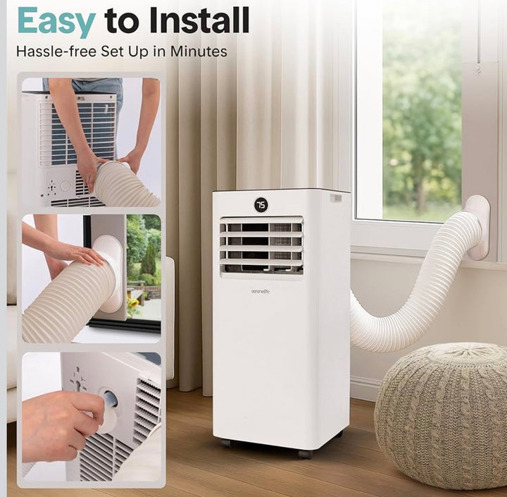 SereneLife 10,000 BTU Portable Air Conditioner with Remote – White