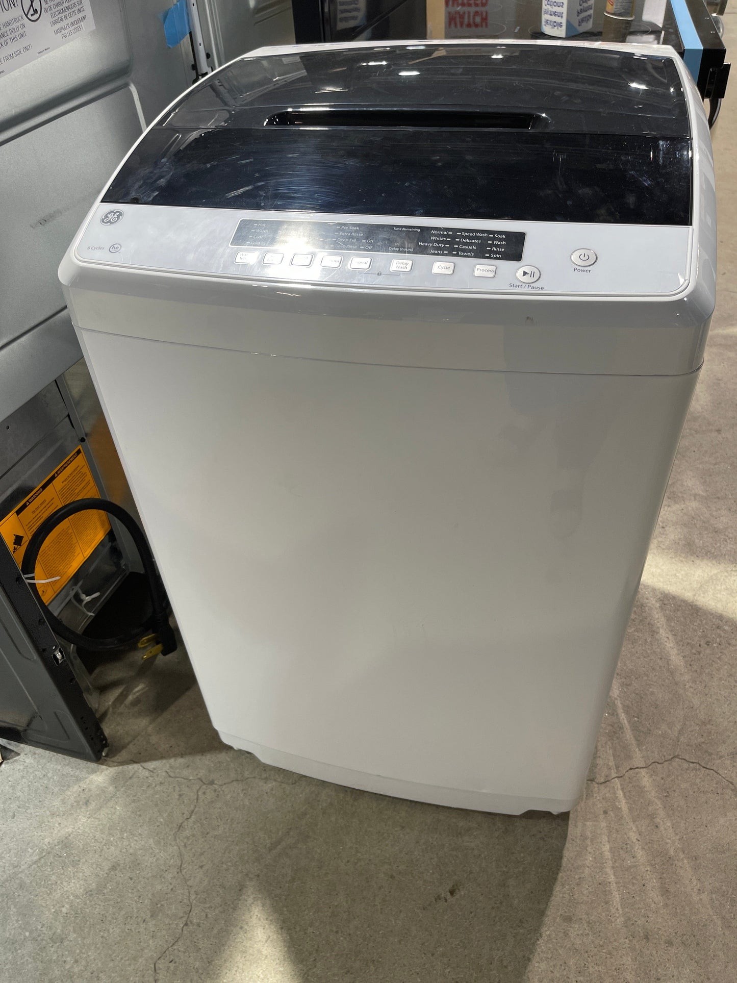 GE GNW128PSMWW Portable Washer, 24" Width, 2.8 cu. ft. Capacity, 8 Wash Cycles, 4 Temperature Settings, 750 RPM Washer Spin Speed, White colour
