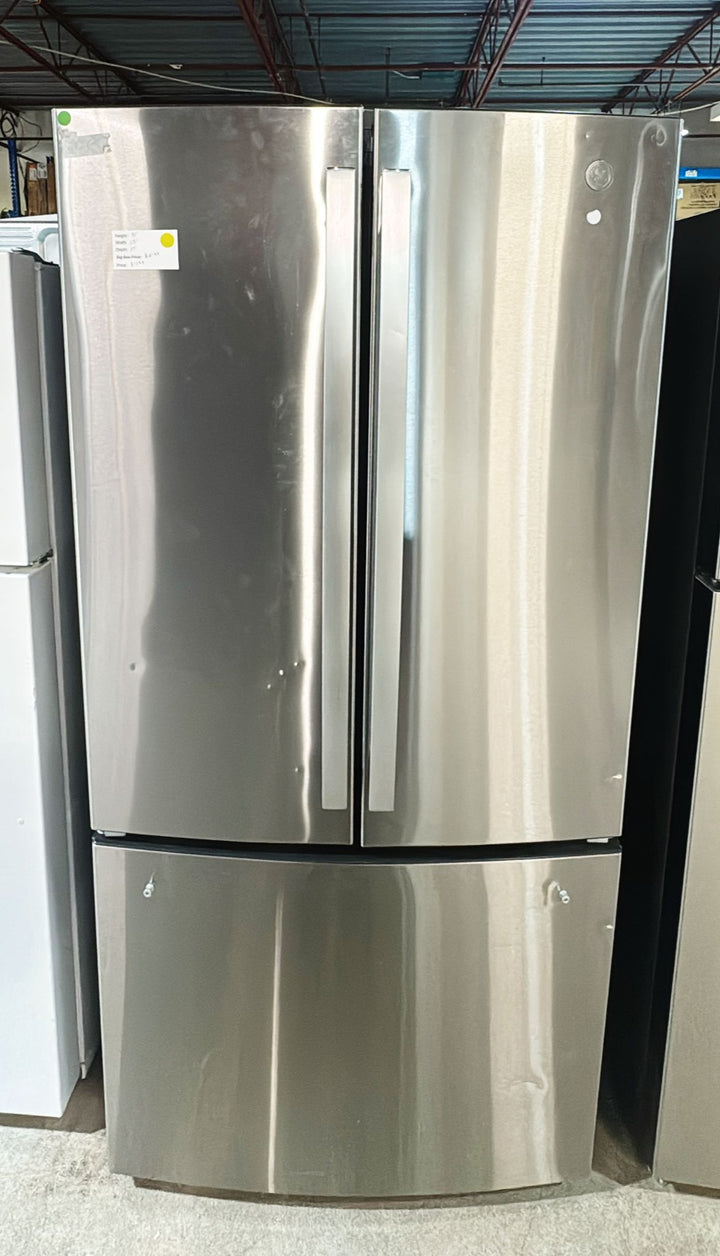 GE Profile PNE25NYRKFS Bottom Freezer French Door Refrigerator, 33 inch Width, 24.8 cu. ft. Capacity, Water Dispenser (Interior), Ice Dispenser (Freezer Located), ENERGY STAR Certified, Stainless Steel colour