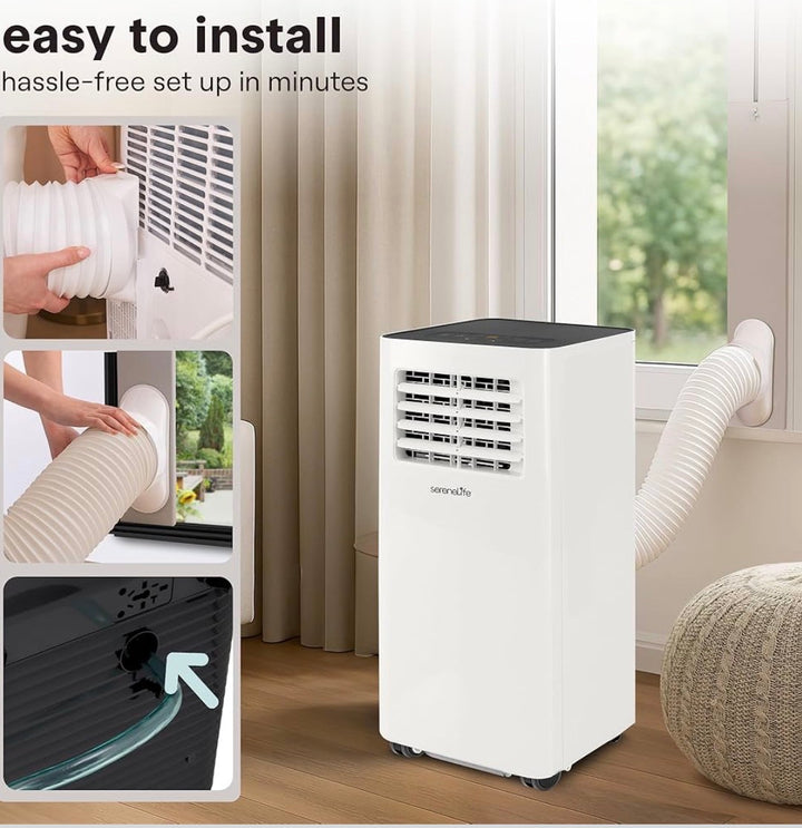 SereneLife Portable Air Conditioner 8000 BTU | Compact AC Unit with Remote & Dehumidifier SLPAC805W
