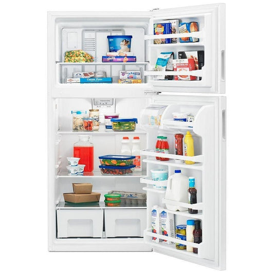 Amana ART318FFDW Top Freezer Refrigerator, 30 inch Width, 18.2 cu. ft. Capacity, Optional Ice Maker (Special Order), White color