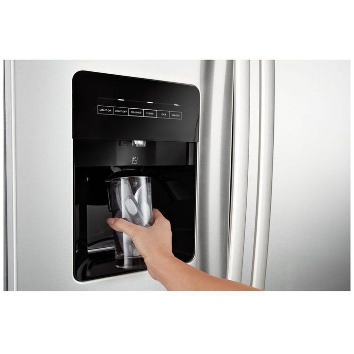 Amana ASI2175GRS Side by Side Refrigerator, 33 inch Width, Ice Dispenser Stainless Steel color