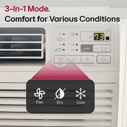 LG - 350 Sq. Ft. 8,000 BTU Smart Window Air Conditioner - White - LW8017ERSM1