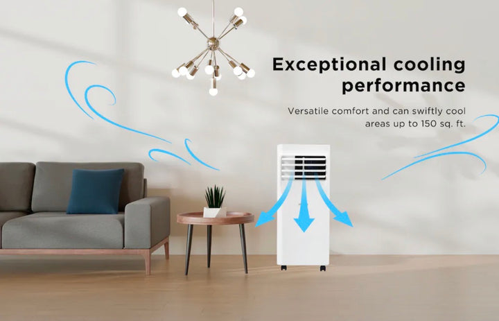 Vissani 8,500 BTU ASHRAE (5,000 BTU DOE/SACC) Portable Air Conditioner Cools 150 Sq. Ft. with Dehumidifier and Remote Control in White VAPA05R4HWT