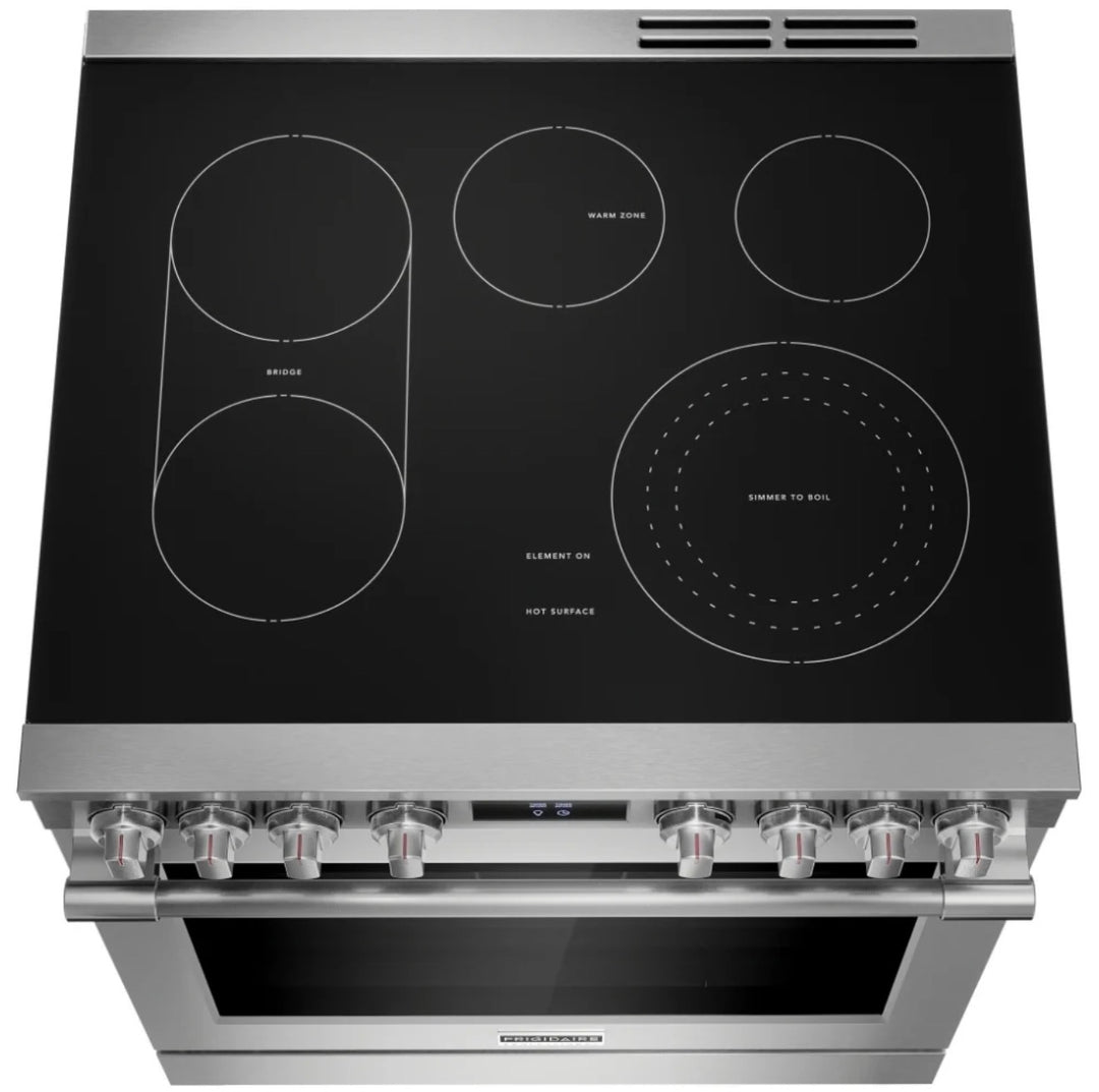 Frigidaire Professional PCFE308CAF Electric Range, 6.2 cu. ft. Capacity, 30 inch Exterior Width, Convection, 5 Burners, Air Fry, Steam & Self Clean