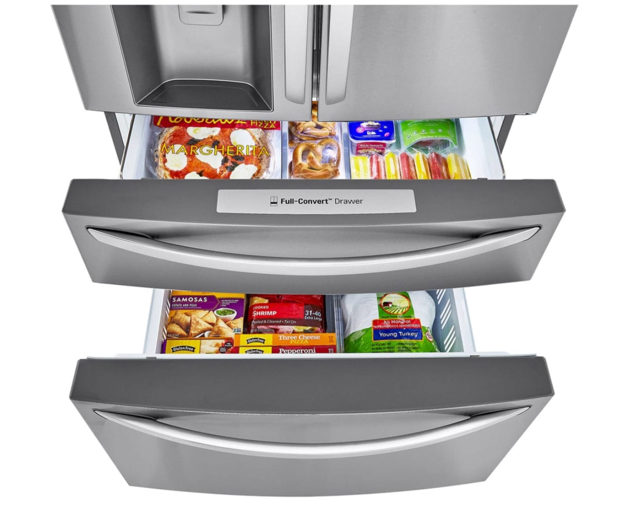 LG 36 in. 30 cu ft. Stainless Steel Print-Proof, Smart French Door Refrigerator with Craft Ice and Full-Convert Drawer LRMXS3006S