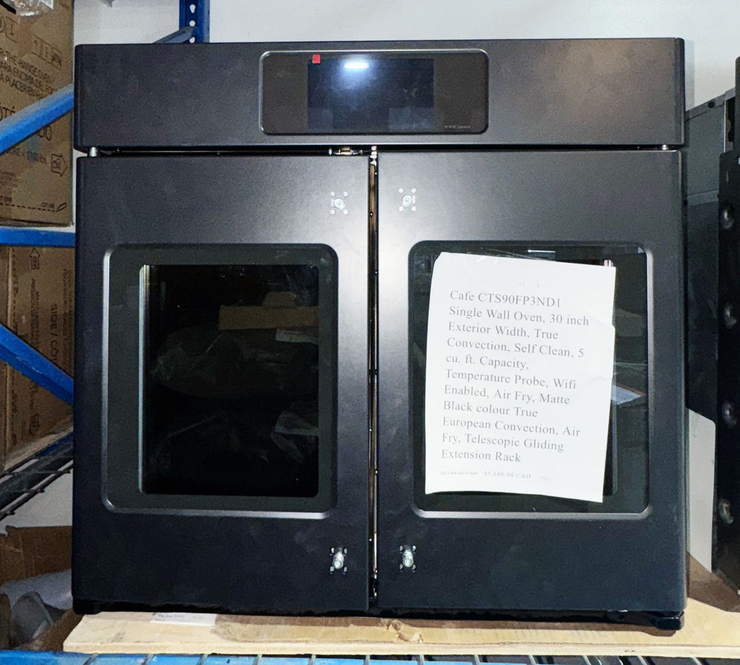 Cafe CTS90FP3ND1 Single Wall Oven, 30 inch Exterior Width, True Convection, Self Clean, 5 cu. ft. Capacity, Temperature Probe, Wifi Enabled, Air Fry, Matte Black colour True European Convection, Air Fry, Telescopic Gliding Extension Rack