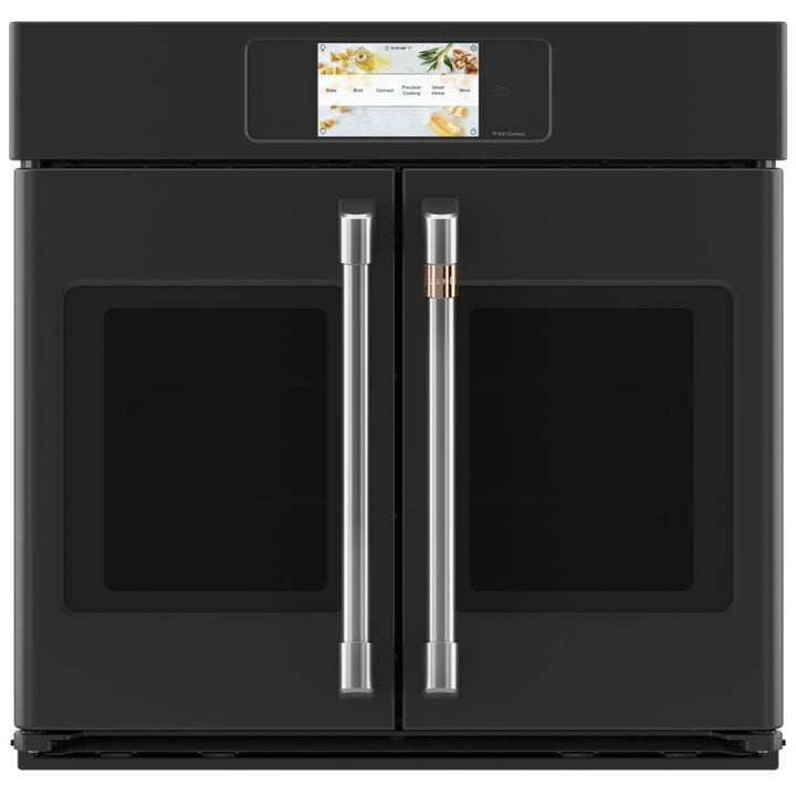 Cafe CTS90FP3ND1 Single Wall Oven, 30 inch Exterior Width, True Convection, Self Clean, 5 cu. ft. Capacity, Temperature Probe, Wifi Enabled, Air Fry, Matte Black colour True European Convection, Air Fry, Telescopic Gliding Extension Rack