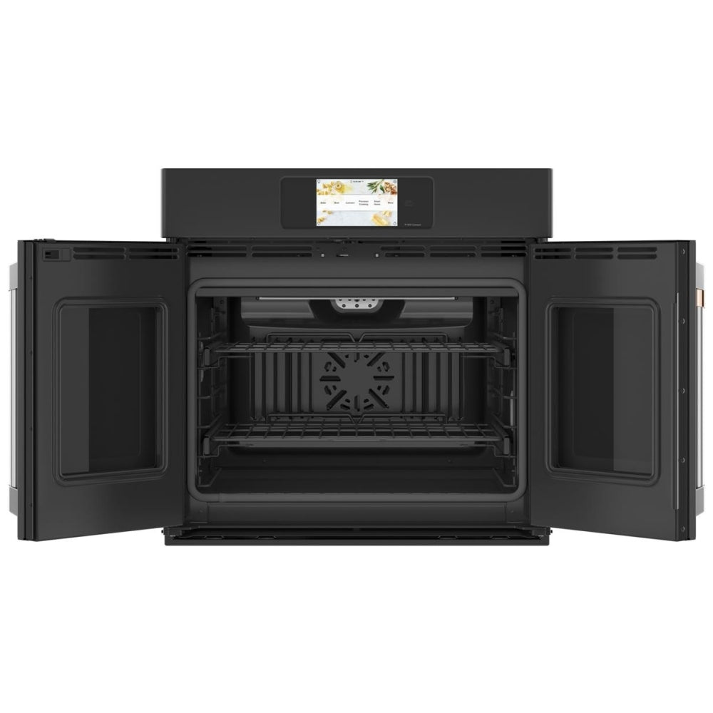 Cafe CTS90FP3ND1 Single Wall Oven, 30 inch Exterior Width, True Convection, Self Clean, 5 cu. ft. Capacity, Temperature Probe, Wifi Enabled, Air Fry, Matte Black colour True European Convection, Air Fry, Telescopic Gliding Extension Rack