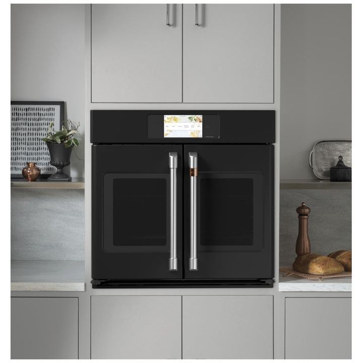 Cafe CTS90FP3ND1 Single Wall Oven, 30 inch Exterior Width, True Convection, Self Clean, 5 cu. ft. Capacity, Temperature Probe, Wifi Enabled, Air Fry, Matte Black colour True European Convection, Air Fry, Telescopic Gliding Extension Rack