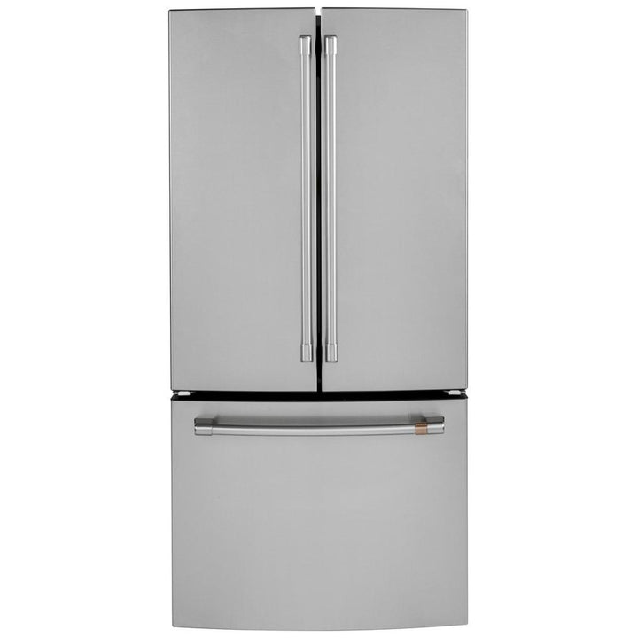Cafe (CWE19SP2NS1) French Door Refrigerator, 33" Width, ENERGY STAR Certified, Counter Depth, 18.6 cu. ft. Capacity, Freezer Located Ice Dispenser, Interior Water Dispenser, LED Lighting, Stainless Steel colour Turbo Cool, Quick Space Shelves