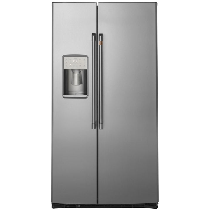 Cafe CZS22MP2NS1 Side by Side Refrigerator, 36 inch Width, Counter Depth, Ice Dispenser (Thru Door), Water Dispenser (Exterior), 21.9 cu. ft. Capacity, Stainless Steel color Frost Guard, Quick Space Shelves