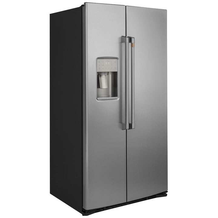 Cafe CZS22MP2NS1 Side by Side Refrigerator, 36 inch Width, Counter Depth, Ice Dispenser (Thru Door), Water Dispenser (Exterior), 21.9 cu. ft. Capacity, Stainless Steel color Frost Guard, Quick Space Shelves