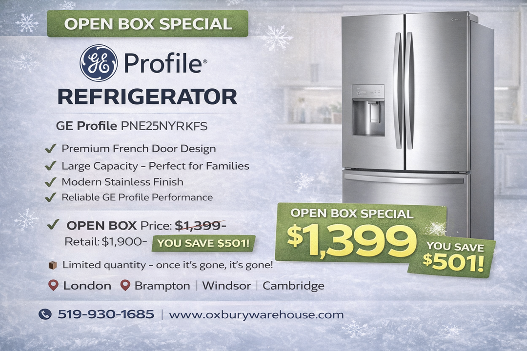 GE Profile PNE25NYRKFS Bottom Freezer French Door Refrigerator, 33 inch Width, 24.8 cu. ft. Capacity, Water Dispenser (Interior), Ice Dispenser (Freezer Located), ENERGY STAR Certified, Stainless Steel colour