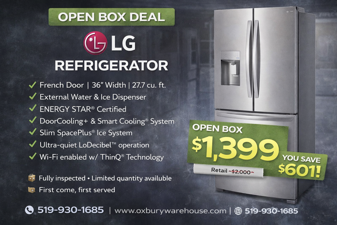 LG LRFS28XBS French Door Refrigerator, 36" Width, ENERGY STAR Certified, 27.7 cu. ft. Capacity, Stainless Steel colour Air Filter