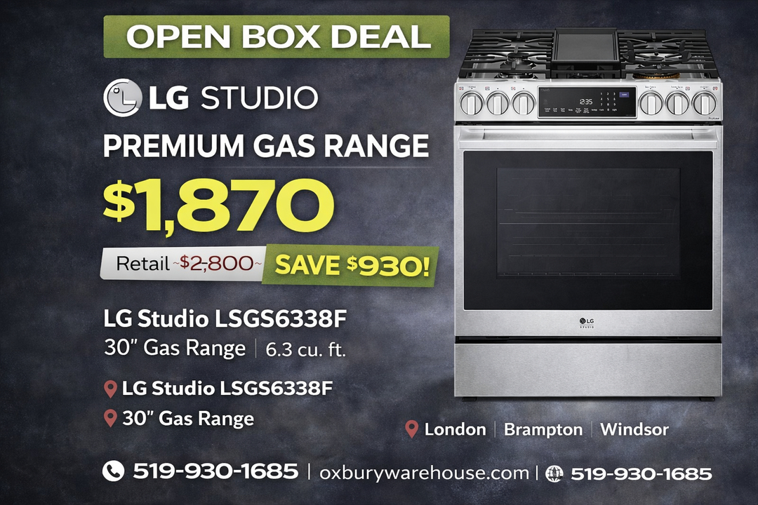 LG Studio LSGS6338F Range, 30"  Gas Range, Self Clean, Convection, 4 Burners, 6.3 cu. ft. Air Fry, 1 Ovens, Wifi Enabled, 22k BTU Telescopic Gliding Extension Rack, Insta View, Air Sous Vide, True European