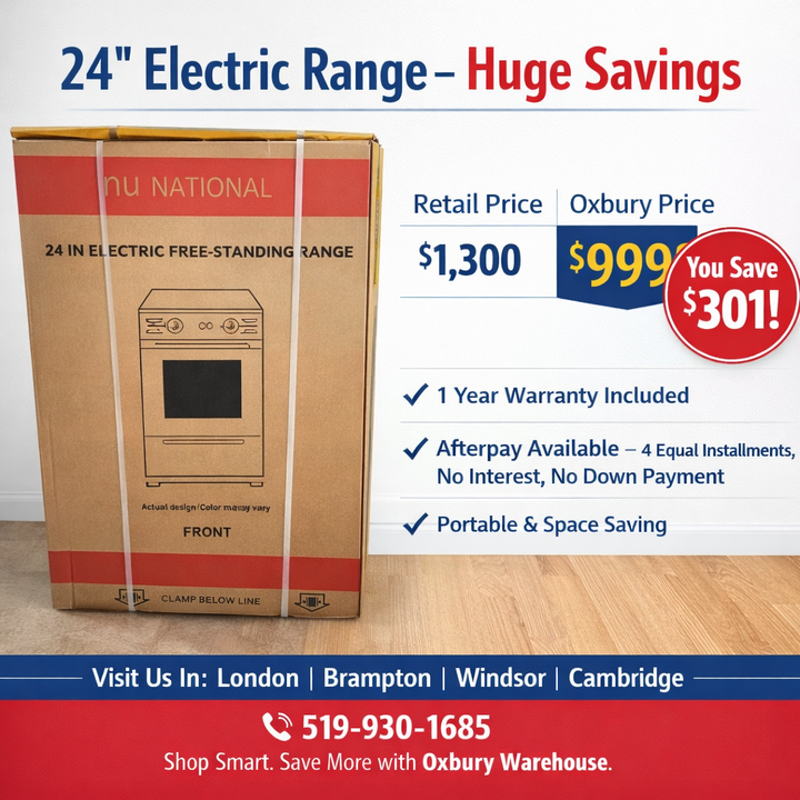 NU National 24 in Electric Free-Standing Range - Model: SMRS-7624W