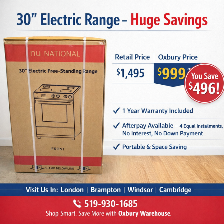 NU National 30" Electric Free-Standing Range with Smooth Cooktop – SMRS-78630S - Oxbury Warehouse