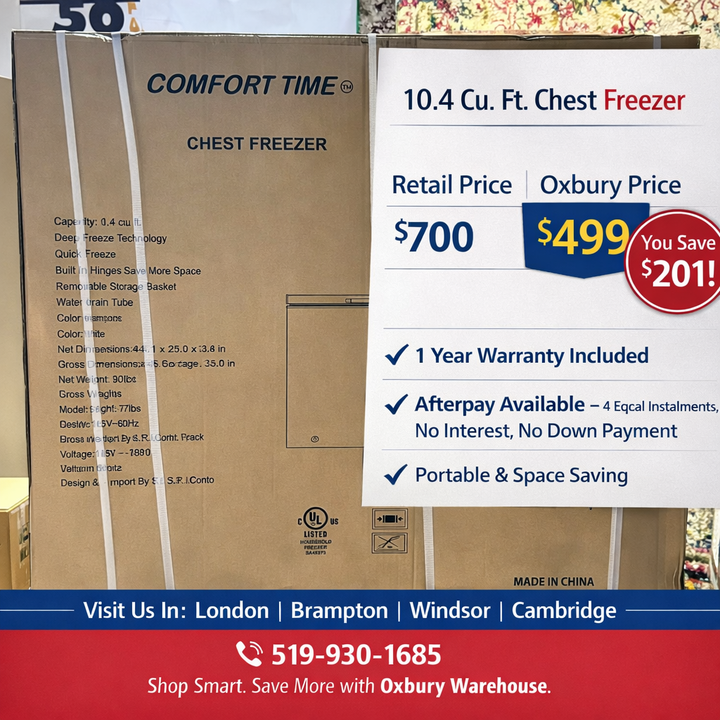 Comfort Time 10.4 Cu. Ft. Chest Freezer - Model: SMCF-78610