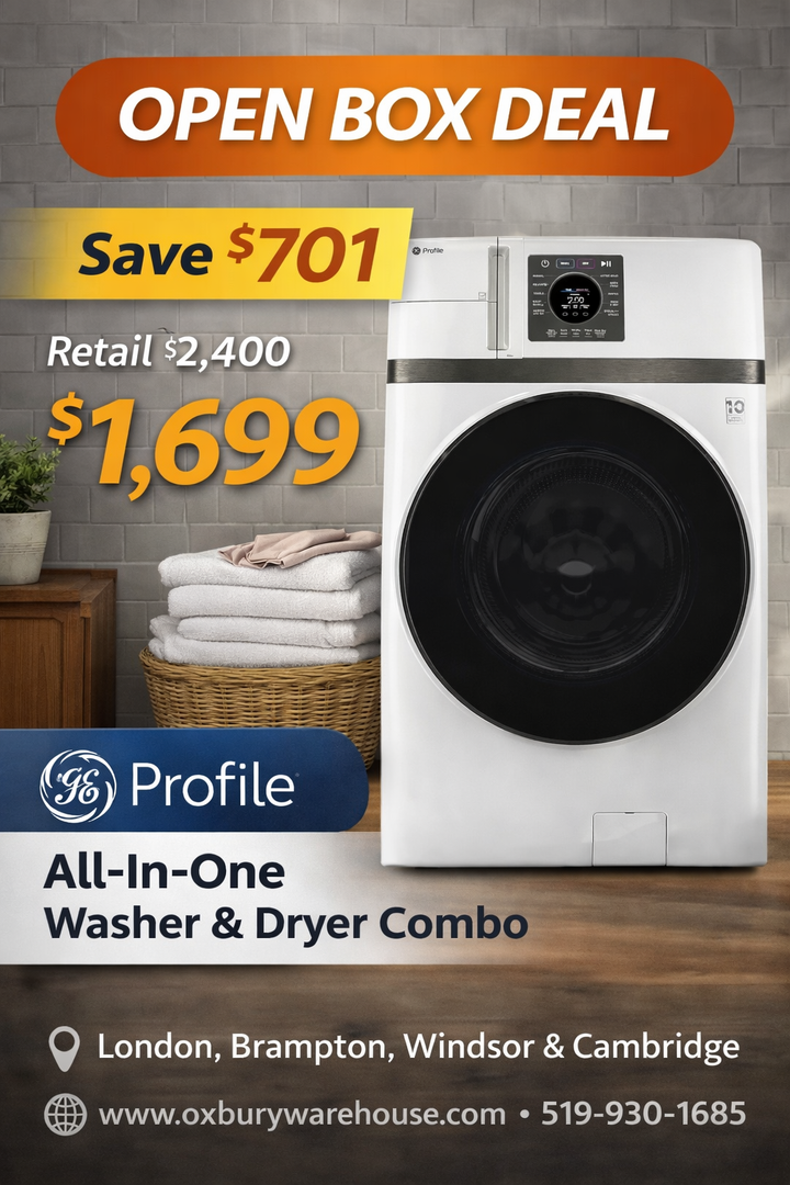 GE PFQ83HSSWWW All-in-One Washer Dryer Combo – Open Box | 5.0 Cu Ft | Ventless