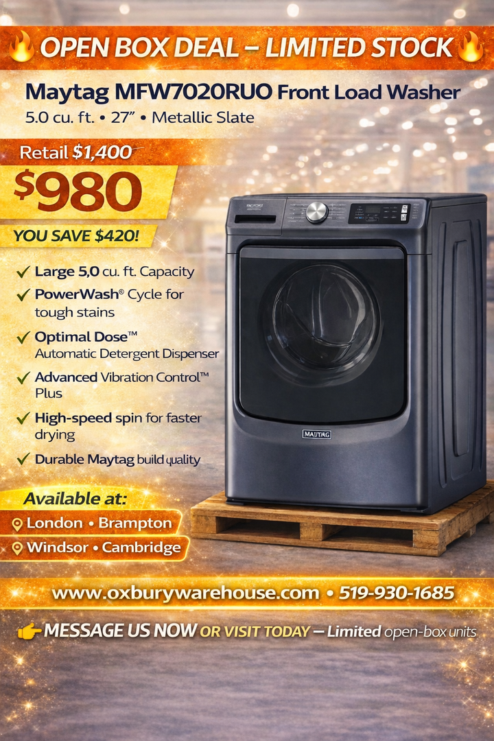 Maytag MFW7020RU0 Front Load Washer – 5.0 cu. ft. (27″, Metallic Slate)