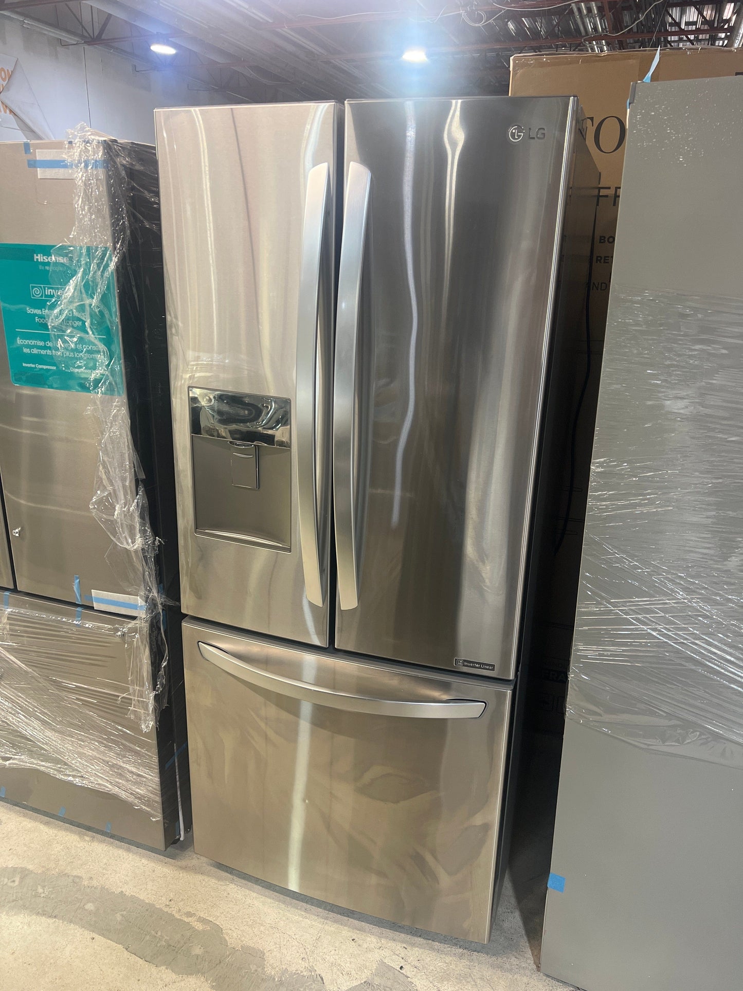 LG LRFWS2200S French Door Refrigerator, 30 inch Width, ENERGY STAR Certified, 21.8 cu. ft. Capacity, Water Dispenser (Exterior), Ice Dispenser (Freezer Located), Stainless Steel colour, DuraBase™ Drawer Base, Glide n’ Serve™ Drawer, IcePlus™, RF