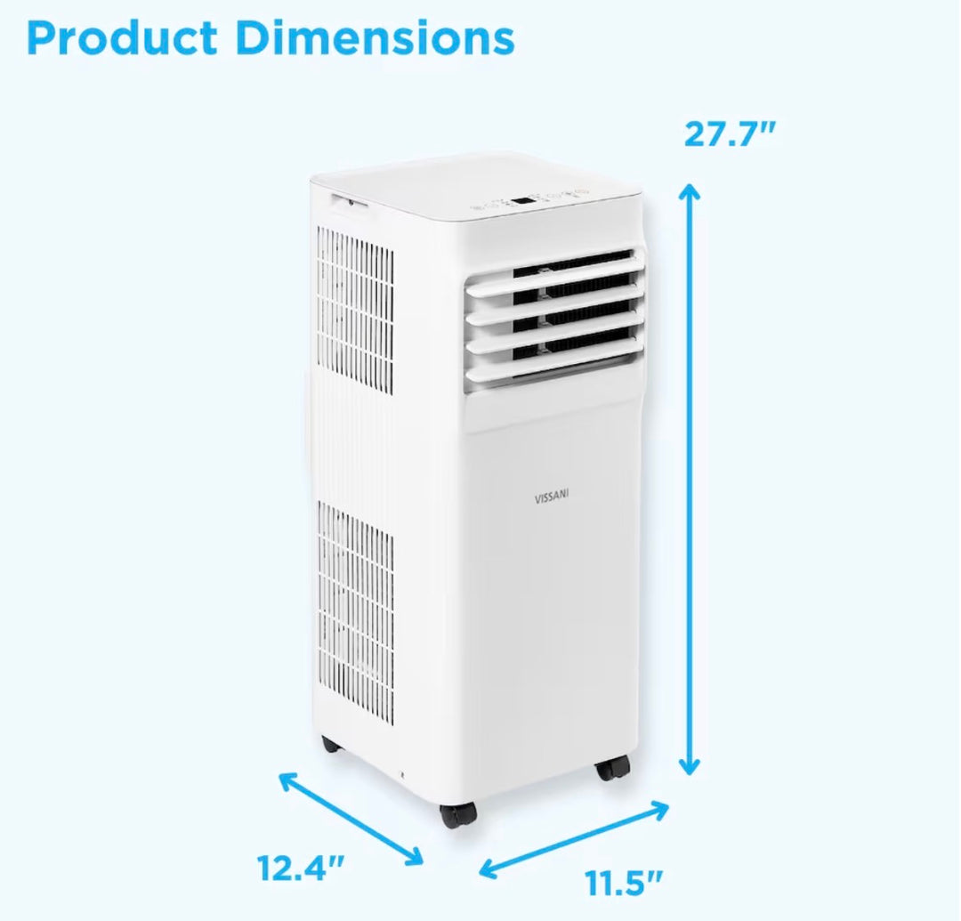 Vissani 8,500 BTU ASHRAE (5,000 BTU DOE/SACC) Portable Air Conditioner Cools 150 Sq. Ft. with Dehumidifier and Remote Control in White VAPA05R4HWT