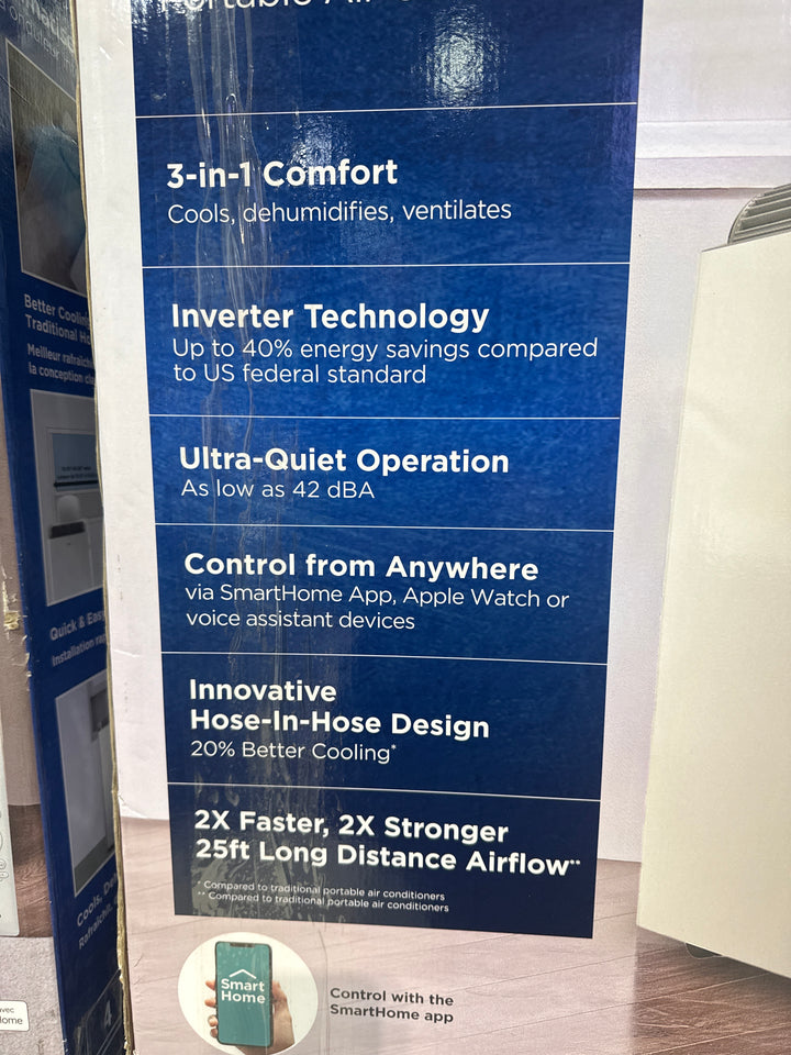 Midea Duo 10,000 BTU SACC) HE Inverter Ultra Quiet Portable Air Conditioner, Cools up to 450 Sq. Ft, Works with Alexa/Google Assistant, Includes Remote Control & Window Kit, White MP10SV5CWT