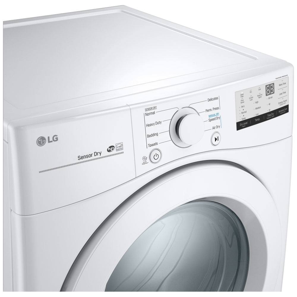 LG DLE3400W Electric Dryer Certified, Electric Dryer, 7.4 cu. ft. Dryer Capacity, 8 Dry Cycles, 3 Temperature Settings, Stackable Sensor Dry, Smart Diagnosis, LoDecibel Quiet Operation