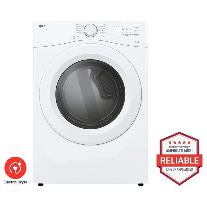 LG DLE3420W Electric Dryer, 7.4 cu. ft. Dryer Capacity, 10 Dry Cycles, 5 Temperature Settings, Vented, Stackable, Wifi Enabled, White colour Category: Electric Dryers