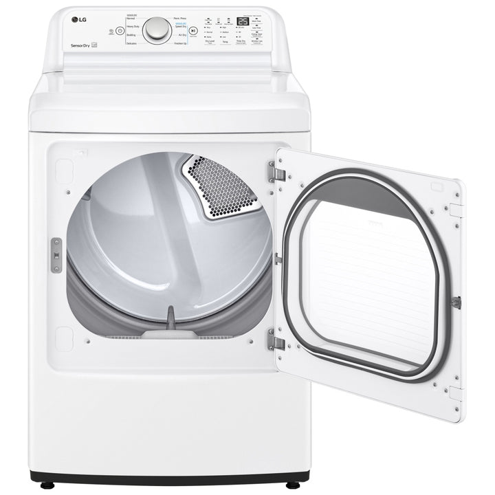 LG Dryer, 27" Width, Electric Dryer, 7.3 cu. ft. Capacity, 8 Dry Cycles, 3 Temperature Settings, Steel Drum, White colour