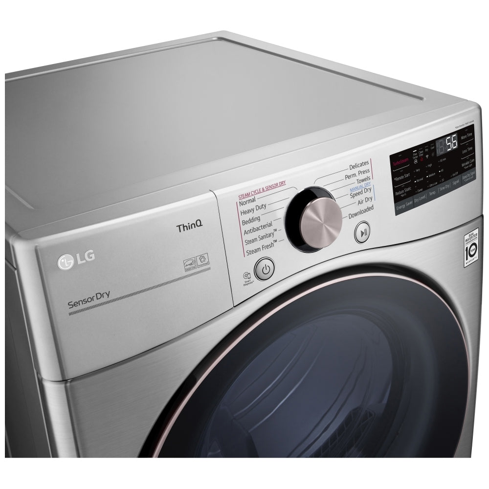 LG DLEX3850V Electric Dryer, 7.4 cu. ft. Dryer Capacity, 10 Dry Cycles, Steam Clean, 5 Temperature Settings, Vented, Stackable, Wifi Enabled, Graphite Steel colour