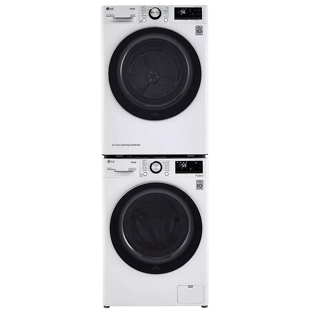 LG DLHC1455W Dryer, 24" Width, Electric Dryer, 4.2 cu. ft. Capacity, 14 Dry Cycles, Stackable, Wifi Enabled, White colour Heat Pump