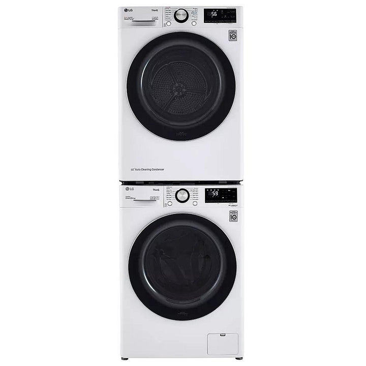LG DLHC1455W Dryer, 24" Width, Electric Dryer, 4.2 cu. ft. Capacity, 14 Dry Cycles, Stackable, Wifi Enabled, White colour Heat Pump