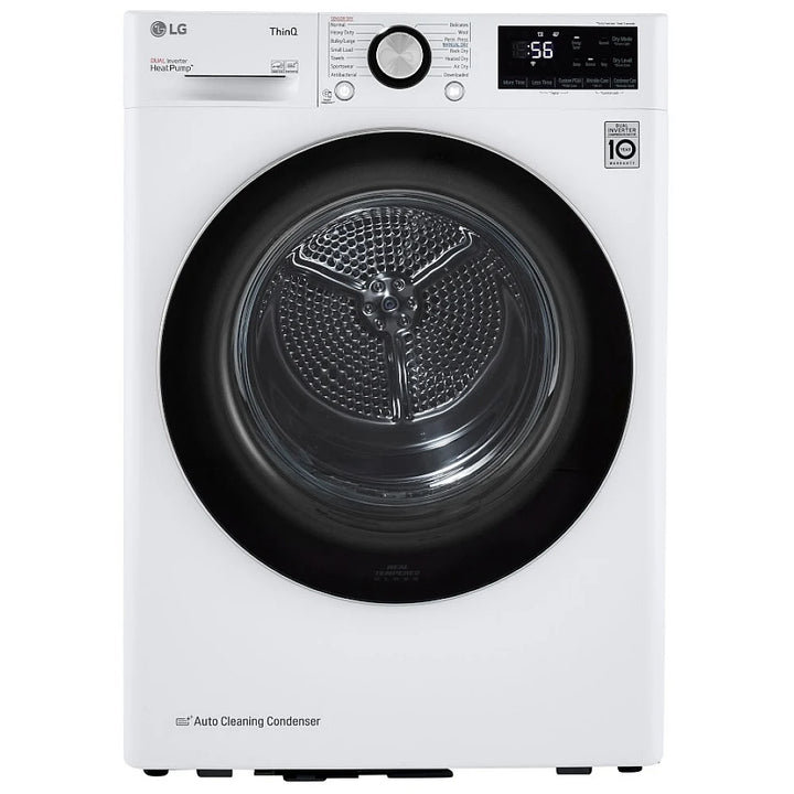 LG DLHC1455W Dryer, 24" Width, Electric Dryer, 4.2 cu. ft. Capacity, 14 Dry Cycles, Stackable, Wifi Enabled, White colour Heat Pump