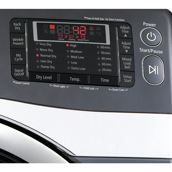 Samsung DV455EVGSGR Dryer, 27 inch Width, 7.5 cu. ft. Capacity, 5 Temperature Settings, Stackable, Steel Drum, Charcol colour