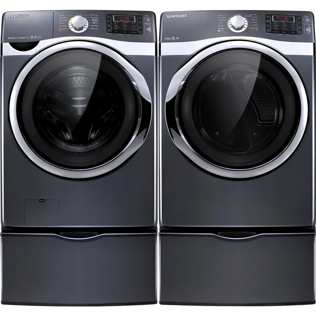 Samsung DV455EVGSGR Dryer, 27 inch Width, 7.5 cu. ft. Capacity, 5 Temperature Settings, Stackable, Steel Drum, Charcol colour