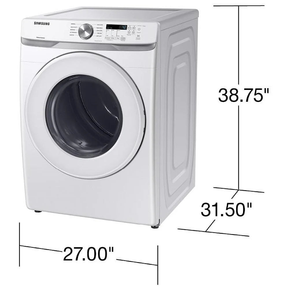 Samsung WF45T6000AW - WF45T6000AW/A5  Electric Dryer, 7.5 cu. ft. Dryer Capacity, 10 Dry Cycles, 5 Temperature Settings, Vented, Stackable, White colour