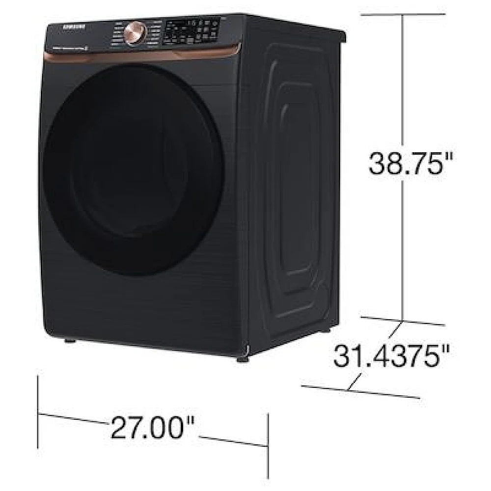 Samsung DVE50BG8300VAC Electric Dryer, 7.5 cu. ft. Dryer Capacity, 12 Dry Cycles, Steam Clean, 5 Temperature Settings, Vented, Stackable, Wifi Enabled, Black colour