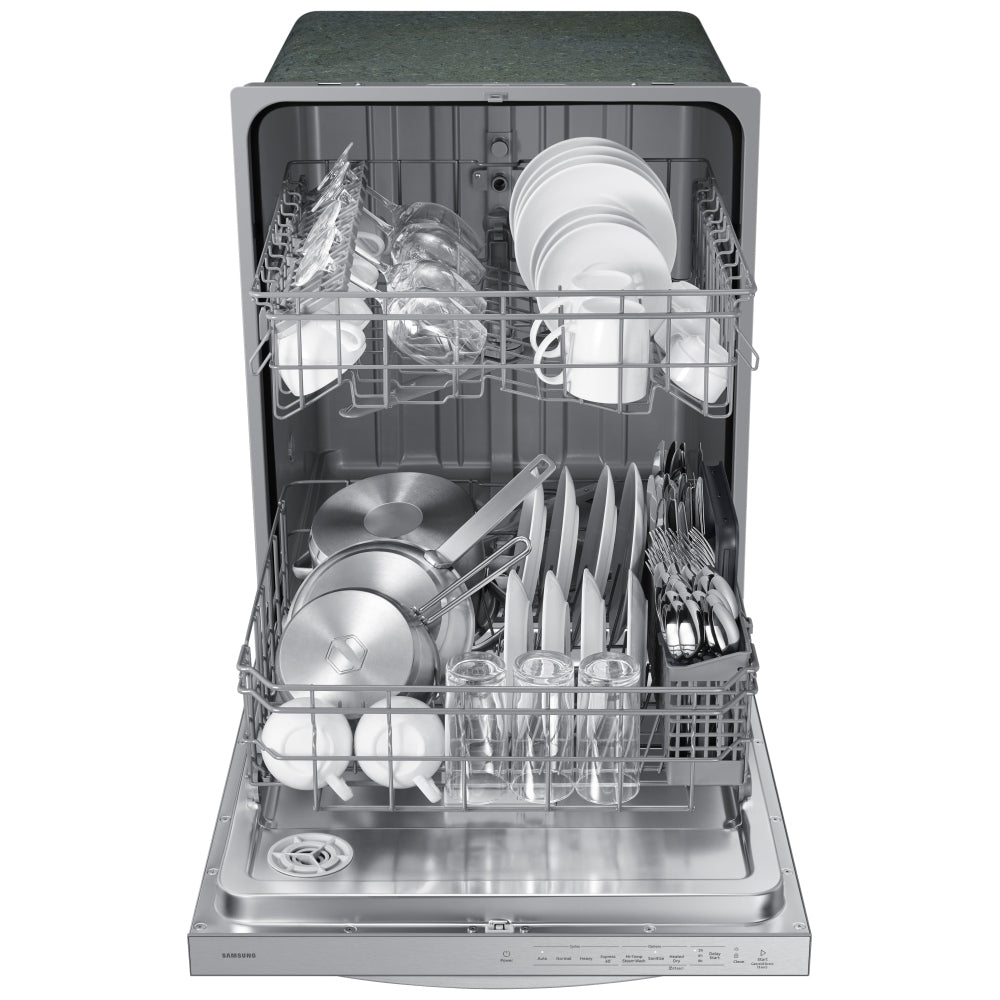 Samsung DW80CG4021SRAA Dishwasher, 24 inch Exterior Width, 53 dB Decibel Level, Fully Integrated, Plastic Interior, 4 Wash Cycles, 14 Capacity (Place Settings), 2 Loading Racks, Stainless Steel colour