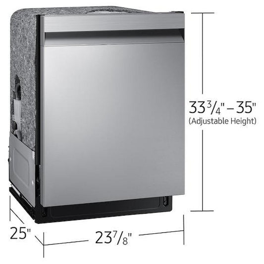 Samsung DW80CG5450SRAA Dishwasher, 24 inch Exterior Width, 45 dB Decibel Level, Fully Integrated, Stainless Steel (Interior), 7 Wash Cycles, 15 Capacity (Place Settings), 3 Loading Racks, Wifi Enabled, Stainless Steel color