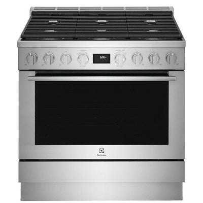 Electrolux ECFD3668AS Dual Fuel Range, 4.4 cu. ft. Capacity, 36 inch Exterior Width, True Convection, 6 Burners, Manual Clean, Stainless Steel colour Temperature Probe, True European Convection, Steam, Illuminated Knobs