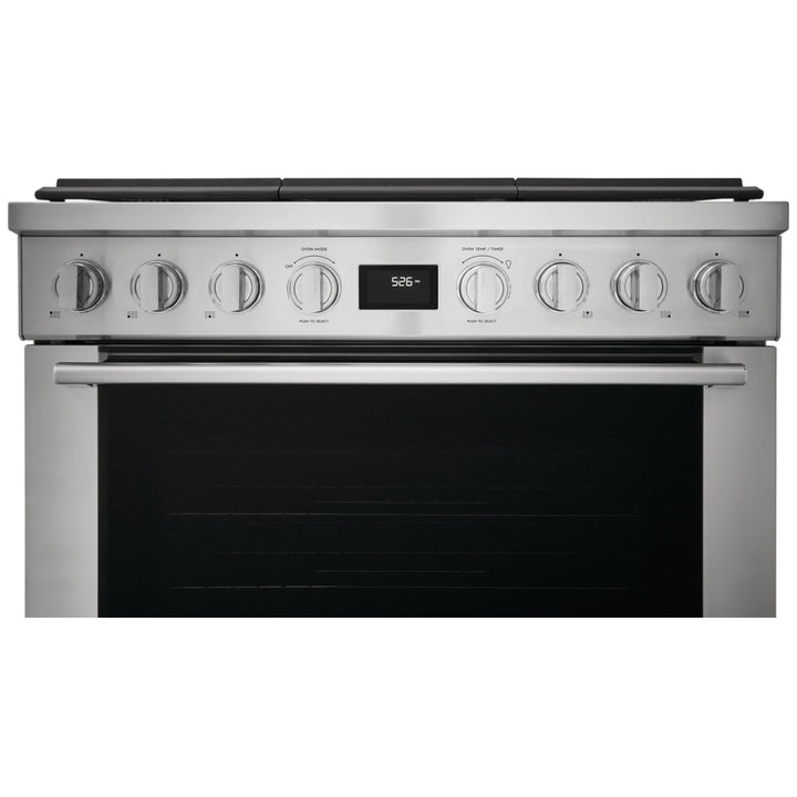 Electrolux ECFD3668AS Dual Fuel Range, 4.4 cu. ft. Capacity, 36 inch Exterior Width, True Convection, 6 Burners, Manual Clean, Stainless Steel colour Temperature Probe, True European Convection, Steam, Illuminated Knobs