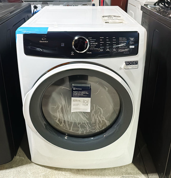 Electrolux ELFE743CAW Dryer, 27 inch Width, Electric, 8.0 cu. ft. Capacity, Steam Clean, 5 Temperature Settings, Stackable, Steel Drum, White colour